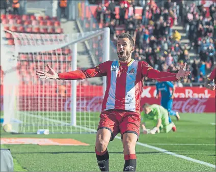  ?? FOTO: PERE PUNTÍ ?? Un gol de Cristhian Stuani en el partido de la primera vuelta en el estadio de Montilivi dio la victoria al Girona ante el Getafe