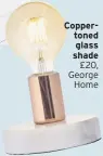  ??  ?? Copper- toned glass shade £20, George Home
