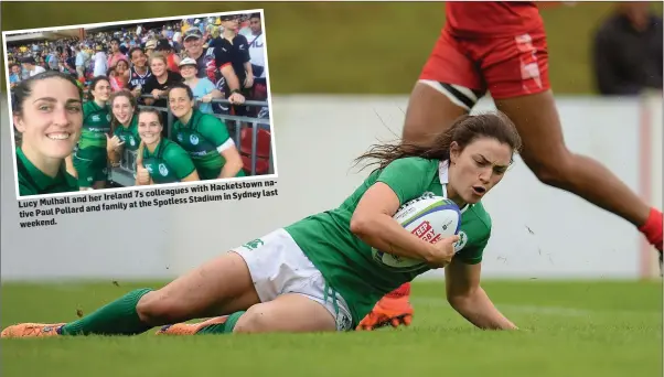  ??  ?? naHacketst­own with last 7s colleagues and her Ireland Stadium in Sydney Lucy Mulhall the Spotless and family at tive Paul Pollard weekend. Lucy Mulhall, who captained the Ireland Sevens to a World Series semi-final for the first time.