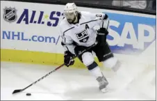  ??  ?? In this Dec. 23, 2017, file photo, Los Angeles Kings defenseman Drew Doughty works with the puck during the third period of the NHL hockey game against the San Jose Sharks in San Jose. AP PHOTO/ MARCIO JOSE SANCHEZ