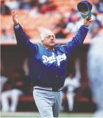  ?? OTTO GREULE/ALLSPORT ?? Former Dodgers manager Tommy Lasorda was one of baseball's great characters. Lasorda died Thursday at age 93.