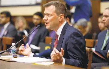  ?? Evan Vucci Associated Press ?? FORMER FBI AGENT Peter Strzok’s lawsuit says the official who fired him was responding to “unrelentin­g pressure from President Trump and his political allies in Congress and the media.” Strzok wants his job back.