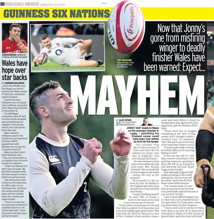  ??  ?? TRY MACHINE May has four tries in England’s two Six Nations