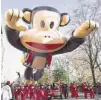  ?? INVISION FOR SABAN BRANDS ?? Paul Frank’s Julius the monkey flew above the New York parade Thursday.