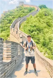  ?? Photo / Supplied ?? Actor Justin Rogers at the great Wall of China.