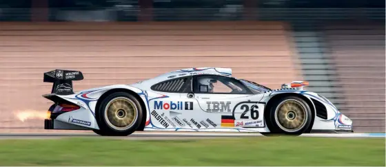  ??  ?? Above It might not be aircooled, but the GT1-98 is worth us recognisin­g for its fabulous win at the hands of Jörg Müller, Uwe Alzen and Pierre-henri Raphanel in 1998