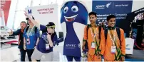  ?? Photo by Ryan Lim ?? A Special Olympics World Games athlete poses with the mascot in Abu Dhabi on Wednesday. —