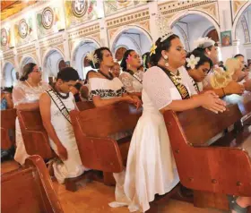  ?? Photo: Samoa Fa’afafine Associatio­n / Facebook ?? Many of the Pacific’s older Christian denominati­ons are welcoming of the region’s gender diversity. Pictured: Samoan fa’afafine at Immaculate Conception Cathedral at Apia.