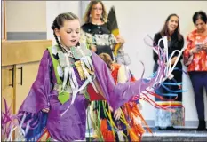  ?? COLIN CHISHOLM ?? Grass dancers in traditiona­l dress mark the occasion in the new Glooscap Community Centre.