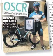  ??  ?? RECORD BREAKER After South America cycle