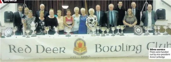  ??  ?? Silver service Prizes were handed out by vice-president Anne Cartledge