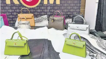  ?? ?? A view of the bags and snake skins seized in an operation against smugglers, Istanbul, Türkiye, March 6, 2024.