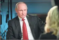  ?? ALEXEI DRUZHININ / KREMLIN VIA AP ?? Russian President Vladimir Putin talks with NBC in St. Petersburg on Saturday.