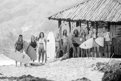  ?? CONTRIBUTE­D PHOTOS ?? The Brazilians who were in Jamaica for a recent surf retreat at Boston Bay in Portland (from left): Daniele Serafim, Liane Rossi, Julia Gruber, Marcia Morel, Sara Gradiz, Nely Terra, Bruna Queiroz, Barbara Mazzini and Vanessa Sarkis.