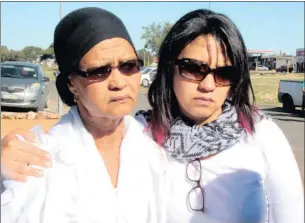  ??  ?? ABOVE: The granny and cousin of Ridhwaan, Jenny Mahmud and Melissa Adamson speaking to the media during the funeral. Pictures: Soraya Crowie