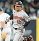  ?? FRANK FRANKLIN II/AP ?? The Orioles’ Adam Frazier smiles as he runs the bases after hitting a three-run home run in the seventh inning.