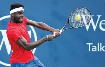  ??  ?? FRANCES TIAFOE returns a shot to Alexander Zverev of Germany during Day 5 of the Western & Southern Open at the Linder Family Tennis Center on Aug. 16 in Mason, Ohio.