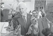  ?? Getty Images ?? Senate Majority Whip John Cornyn of Texas discusses the proposed GOP tax reform bill with reporters on Thursday at the U.S. Capitol.