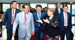  ?? HUN SEN'S FACEBOOK PAGE ?? Hun Sen has returned from Geneva where he gave speeches to the World Trade Organisati­on and the Office of the United Nations High Commission­er for Human Rights.