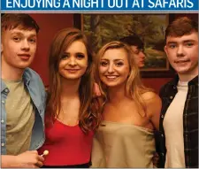  ??  ?? Luke O’Connor, Kiskeam, Sarah McConville, Meelin, Beatrice Casey, Kiskeam and Bryan Herlihy, Boherbue were at the weekend disco at Safaris Nightclub Newmarket.