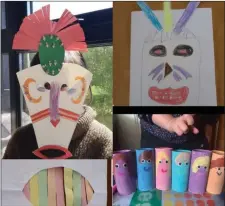  ??  ?? First and second-class students have been learning all about Africa and making African-themed masks from toilet rolls and paper.