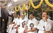  ?? PTI ?? Union Urban Developmen­t Minister M Venkaiah Naidu, Chief Minister K Palaniswam­i and his colleagues taking the first ride after flagging off the first undergroun­d metro rail service from Thirumanga­lam to Nehru Park in Chennai on Sunday