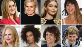  ??  ?? (From left) Samantha Bee, Italian designer Maria Grazia Chiuri, Gigi Hadid, director Patty Jenkins, and bottom row from left, actress Nicole Kidman, singer Solange Knowles, Rep Maxine Waters and astronaut Peggy Whitson, who are among Glamour’s Women of...