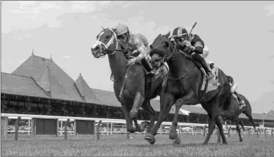  ?? BARBARA D. LIVINGSTON ?? After winning two stakes as a 2-year-old for George Weaver, including the Bolton Landing at Saratoga, Amidst Waves (left) will make her first start of the season Sunday.