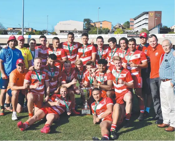  ?? Picture: QRL ?? Palm Beach Currumbin players savour their win in the NRL Schoolboy Cup Queensland final in Brisbane.