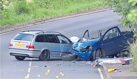  ??  ?? The accident on the road between Kinglassie and Cardenden for which Mark Taylor was convicted.