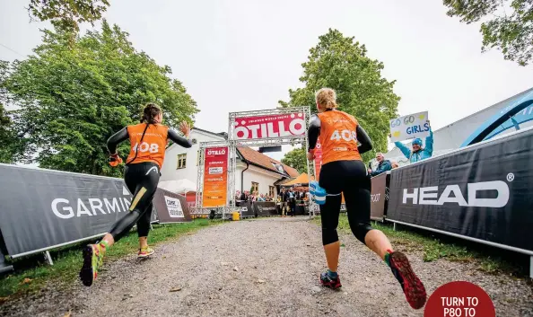  ??  ?? Helen heading to the finish line of her 2017 ‘A-race’, the ÖtillÖ Final 15 swimrun in Sweden. The event takes in the final part of the legendary world champs course.