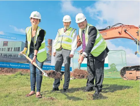  ??  ?? NEW BEGINNING: CEO Colin Campbell, centre, MSP Mairi Gougeon and Iain Stewart MP. Picture by Gareth Jennings.