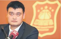  ??  ?? Former NBA star Yao Ming attends a press conference after being elected president of the Chinese Basketball Associatio­n (CBA) in Beijing. — AFP photo