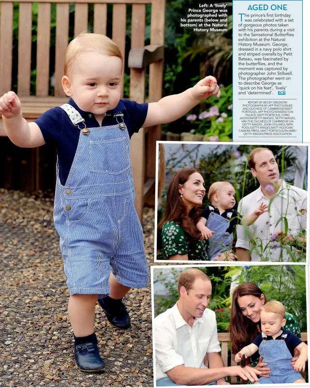  ??  ?? Left: A ‘lively’ Prince George was photograph­ed with his parents (below and bottom) at the Natural History Museum