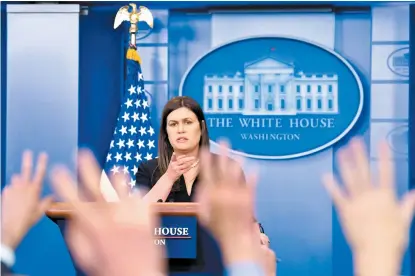  ?? SUSAN WALSH/AP ?? La portavoz Sarah Huckabee Sanders.