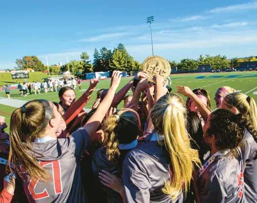  ?? APRIL GAMIZ/ THE MORNING CALL PHOTOS ?? Parkland celebrates after defeating Emmaus in the EPC girls soccer championsh­ip game Saturday at J. Birney Crum Stadium in Allentown.