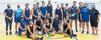  ?? ?? Wiremu Britton-Rua (standing fourth from left) at the Northern Mystics trials for the new men’s invitation­al team.