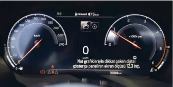  ??  ?? Net grafikleri­yle dikkat çeken dijital gösterge panelinin ekran ölçüsü 12,3 inç.