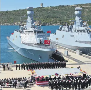  ?? ?? The TCG Kınalıada F514 docks in Foça, İzmir, western Türkiye, April 8, 2024.