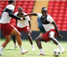  ??  ?? Sadio Mane in action during training ahead of tomorrow’s Champions League final