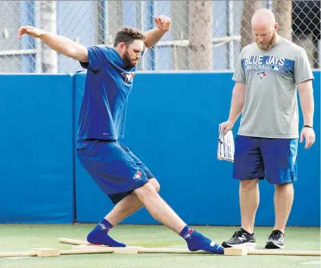  ?? FRANK GUNN/THE CANADIAN PRESS ?? Toronto Blue Jays pitcher Joe Biagini is slotted as the team’s fifth starter entering pre-season play.