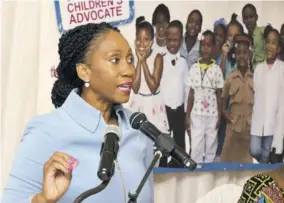  ?? (Photos: Joseph Wellington) ?? Children’s Advocate Diahann Gordon Harrison details the alarming data from the contatcs made to the child and teen helpline Safespot for 2022 during a briefing at the Terra Nova All-suite Hotel in St Andrew on Wednesday.