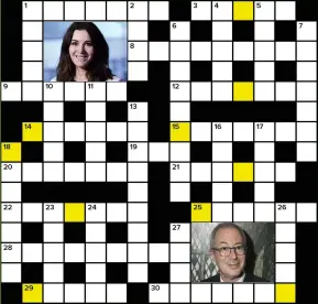  ?? ?? Solve the clues and rearrange the letters in the shaded squares to spell out the name of a British actor (3,7). To enter, see below right. The winner gets £500. Usual rules apply (below).