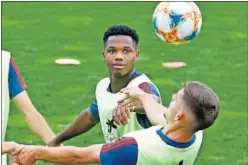  ??  ?? El jugador del Barcelona, Ansu Fati, entrenando con la Sub-21.