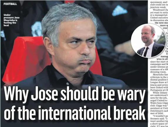  ??  ?? Under pressure: Jose Mourinho is feeling the heat