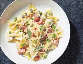 ?? PHOTOS BY STACY ZARIN GOLDBERG FOR THE WASHINGTON POST ?? Farfalle with Salmon, Peas and Sage.