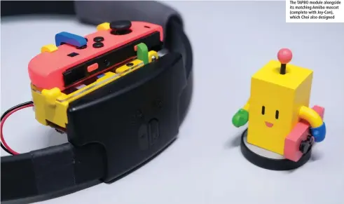  ??  ?? The TAPBO module alongside its matching Amiibo mascot (complete with Joy-Con), which Choi also designed