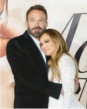  ?? FRAZER HARRISON/GETTY ?? Jennifer Lopez, seen with Ben Affleck on Feb. 8, announced their marriage on Sunday.