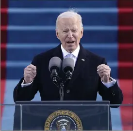  ?? PATRICK SEMANSKY — THE ASSOCIATED PRESS ?? President Joe Biden speaks during the 59th Presidenti­al Inaugurati­on at the U.S. Capitol on Wednesday