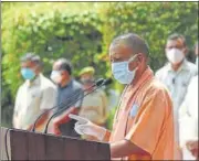  ?? SUNIL GHOSH /HT PHOTO ?? The CM, who was on a visit to GB Nagar, Ghaziabad and Meerut, speaking at the NTPC Institute in Noida.